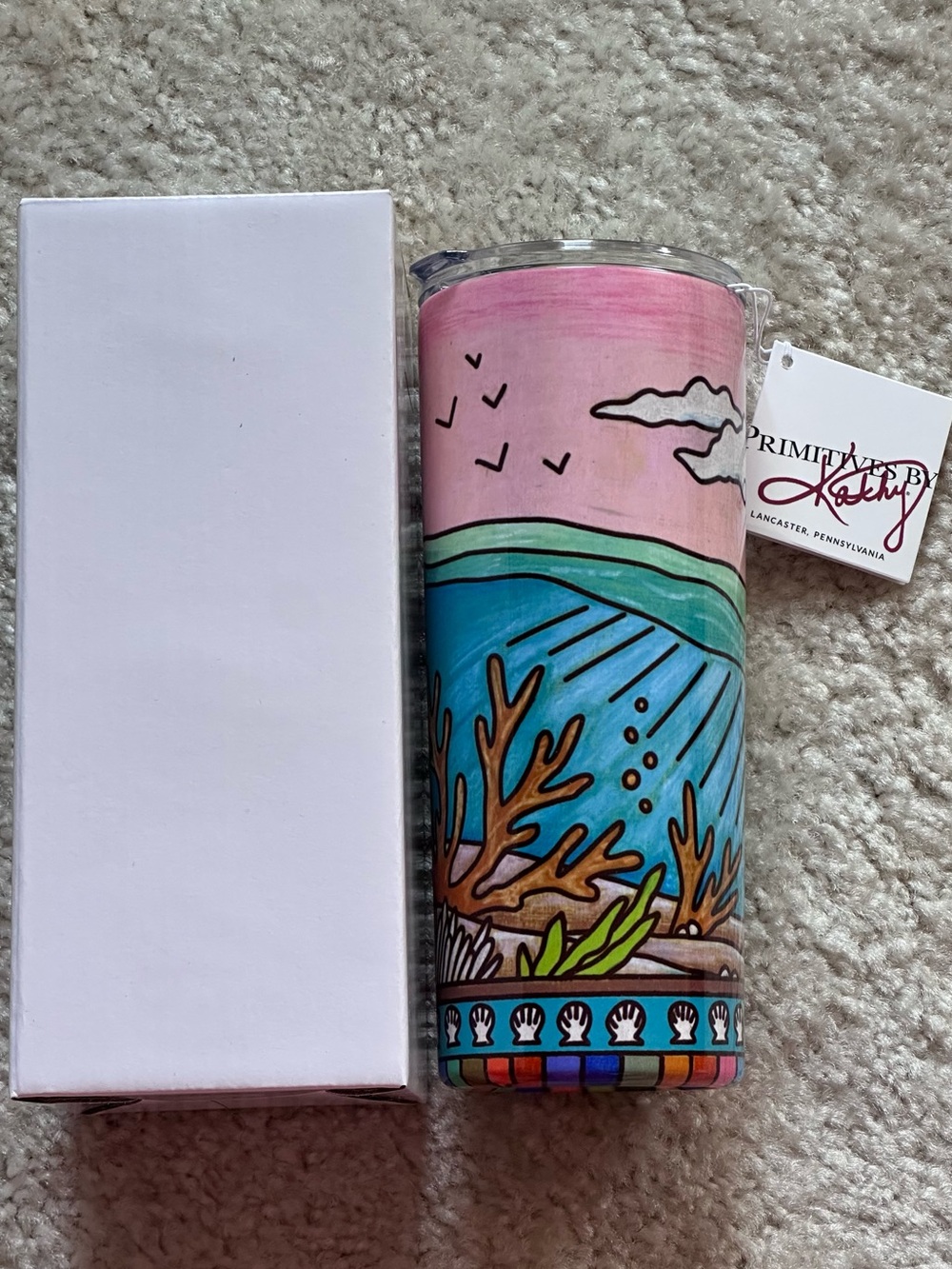 Primitives By Kathy - Coral Coffee Tumbler